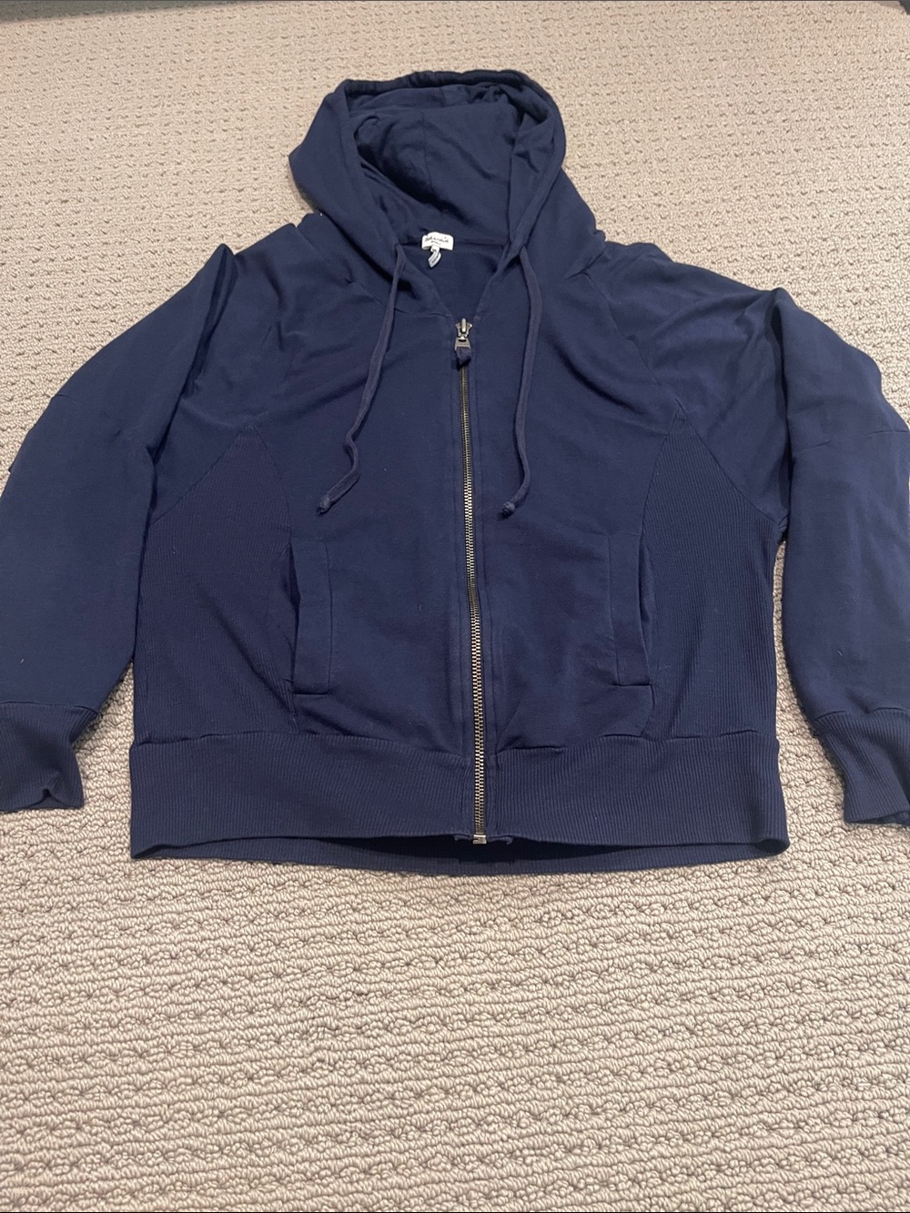 Splendid Deep Navy Zip Hoodie with Drawstring